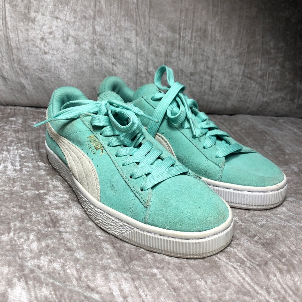 Puma mint green suede sneaker tennis shoe size 9 - Picture 5 of 15